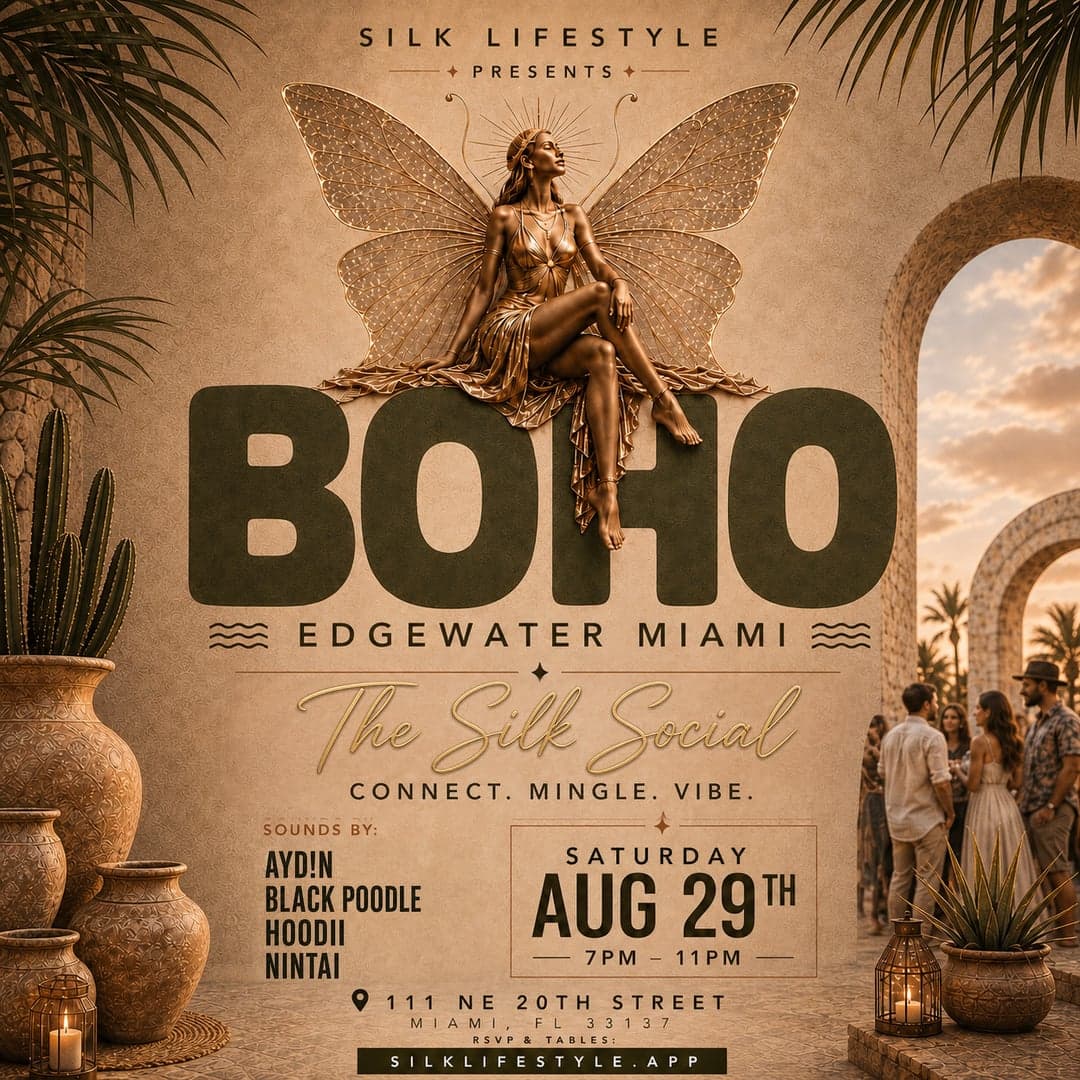 BOHO x Silk Lifestyle: The Silk Social — Saturday, August 29, 2026 · 111 NE 20th Street, Miami, FL 33137