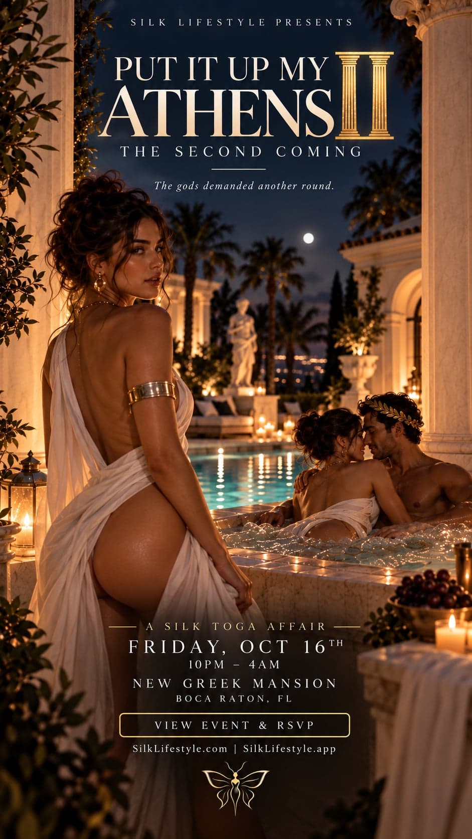 PUT IT UP MY ATHENS II: The Second Coming Mansion Party — Friday, October 16, 2026 · New Greek Inspired Mansion · Boca Raton, Florida